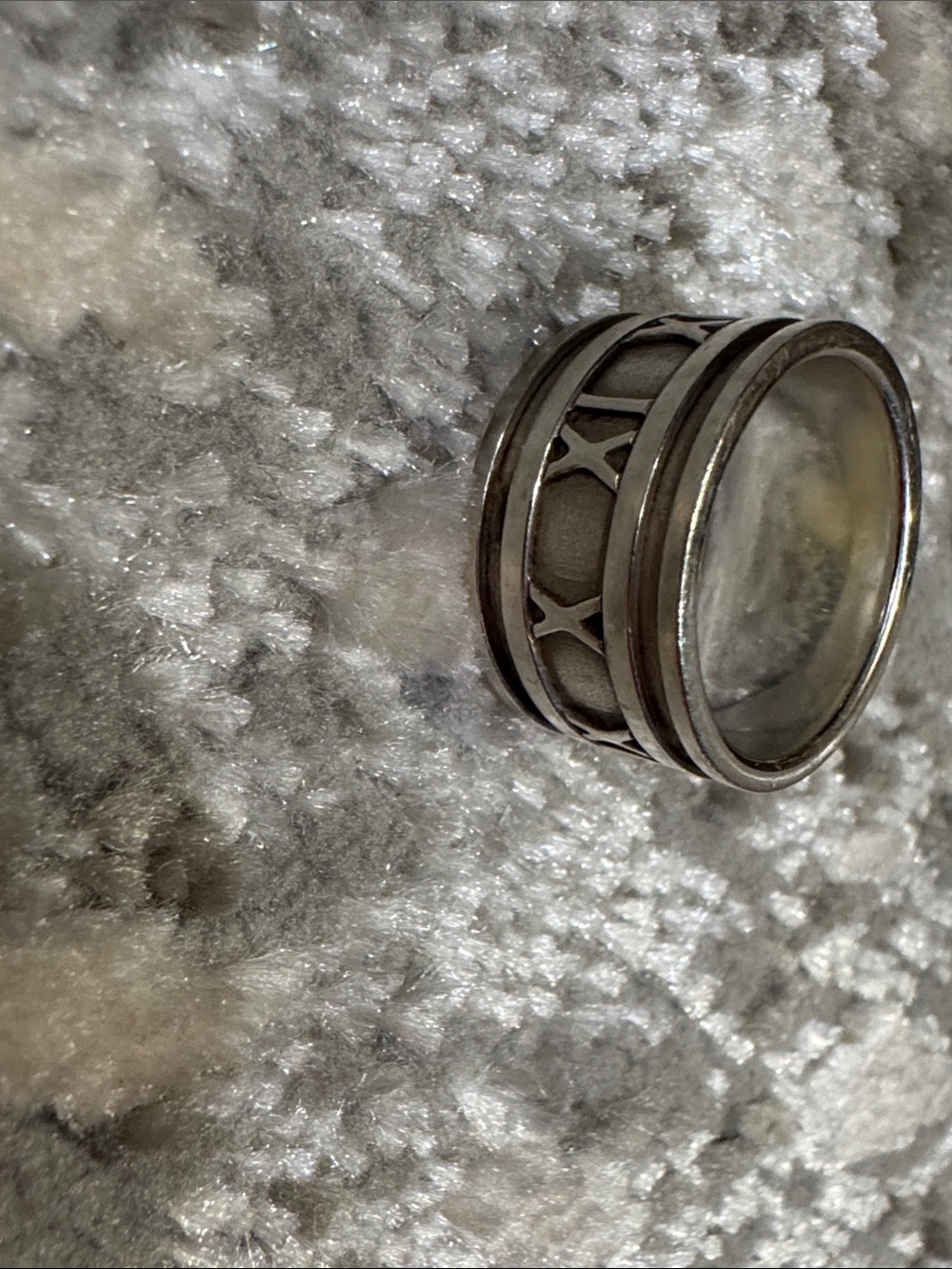 Tiffany & Co. Atlas Sterling Silver Roman Numeral Band with Polished Edges